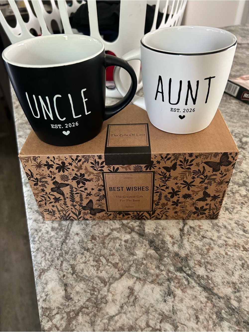 Uncle & Aunt Ceramic Mug Set - Black and White